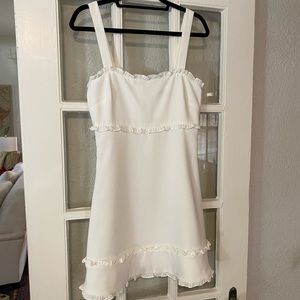 LIKELY Katrina White Square-Neck Minidress with Ruffle Trim (New with Tags)